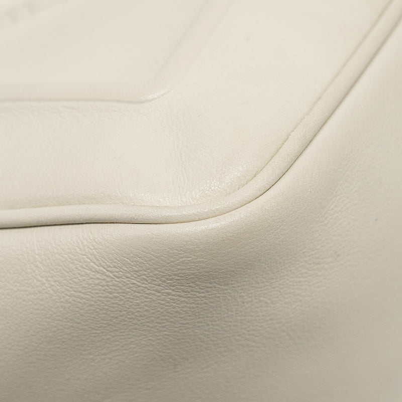 Prada Triangle Shoulder Bag Leather White SHW