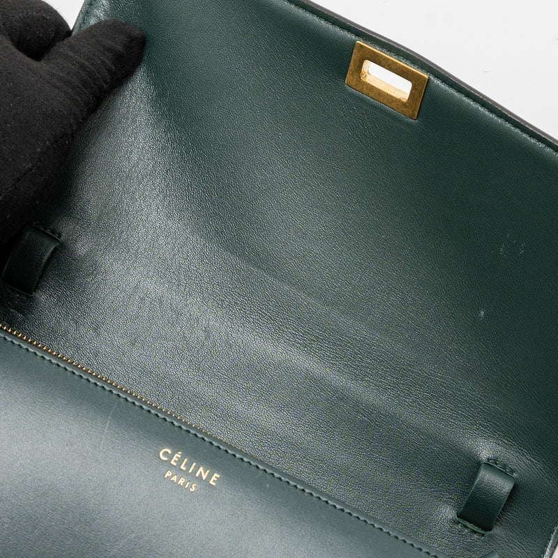 Celine Medium Classic Box Bag Calfskin Green Brushed GHW
