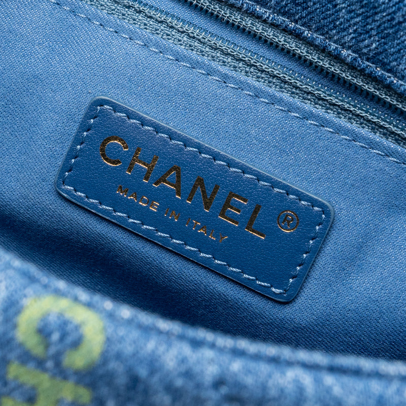 Chanel 22P Denim Flap Bag Denim Blue Brushed GHW (Microchip)