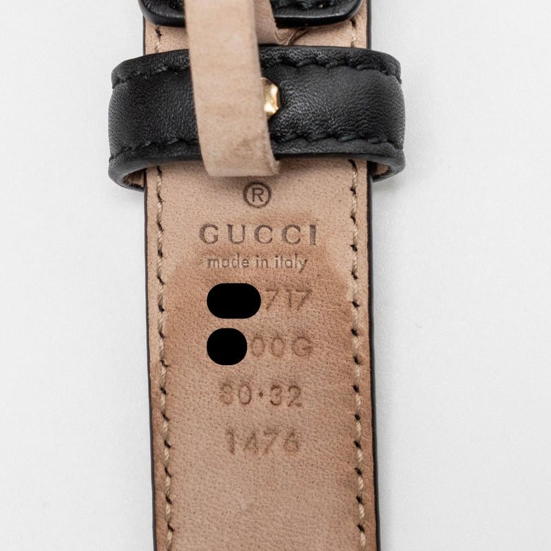 Gucci Size 80 Blondie Interlocking GG Logo Belt Leather Black LGHW