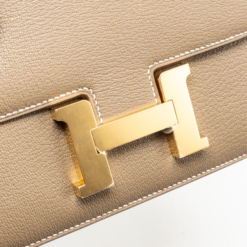 Hermes Mini Constance Chèvre Mysore Etoupe GHW Stamp K