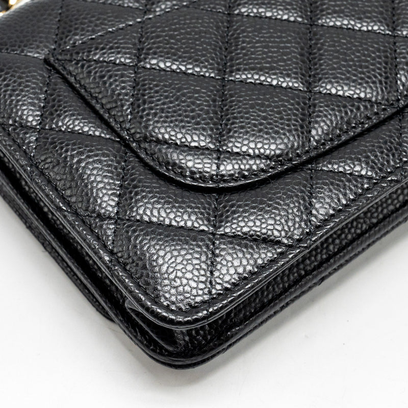 Chanel Classic Wallet on Chain Caviar BLACK GHW (Microchip)