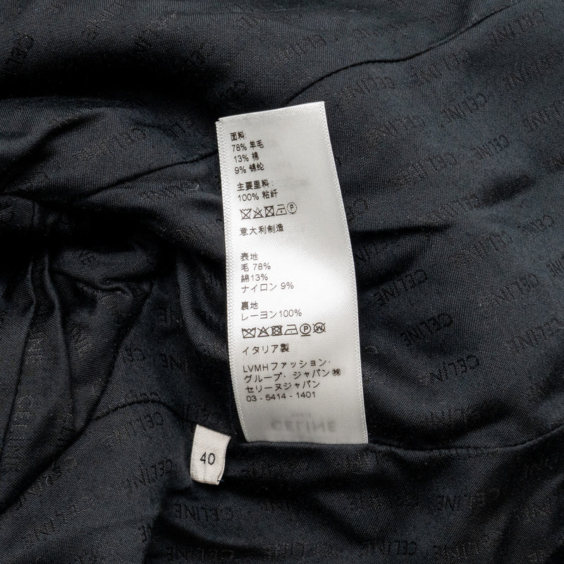 Celine Size 40 Chasseur Jacket Tweed Black GHW