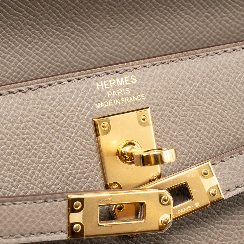 Hermes Kelly 25 Epsom 8F Gris Etain GHW stamp D