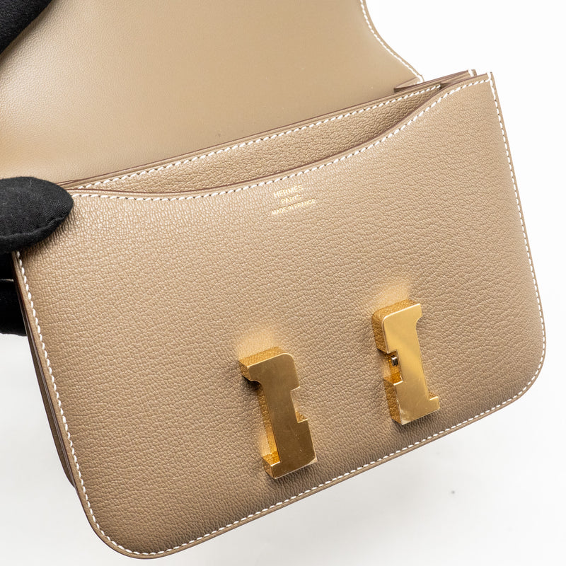 Hermes Mini Constance Chèvre Mysore Etoupe GHW Stamp K
