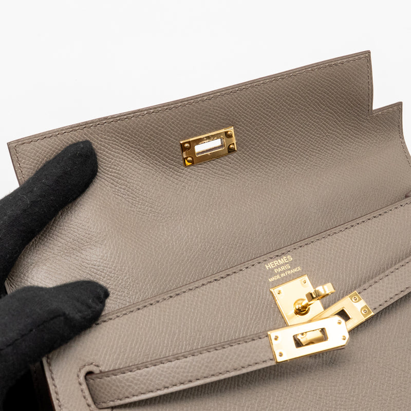 Hermes Kelly 25 Epsom 8F Gris Etain GHW stamp D