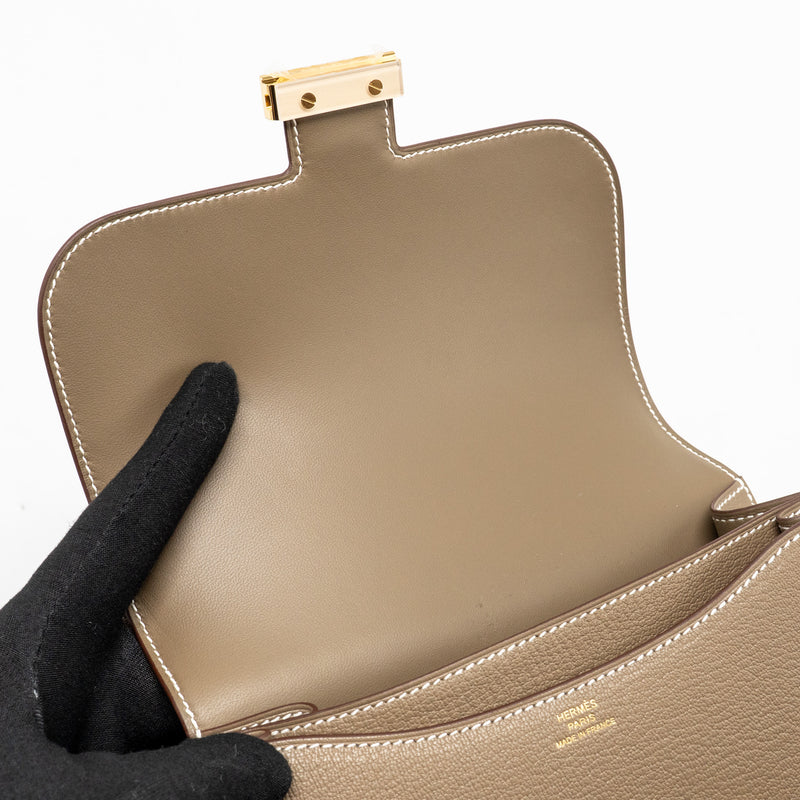 Hermes Mini Constance Chèvre Mysore Etoupe GHW Stamp K
