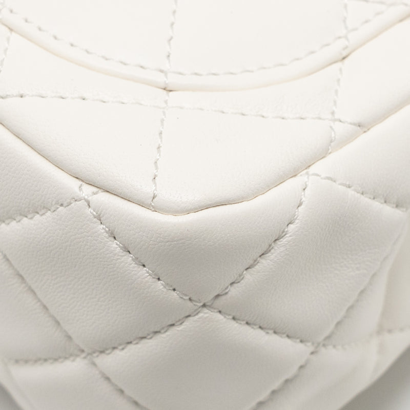 Chanel Pearl Crush Mini Square Lambskin White Brushed GHW (Microchip)
