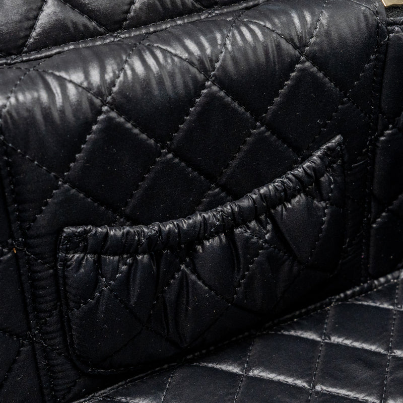 Chanel top handle vanity case patent black LGHW