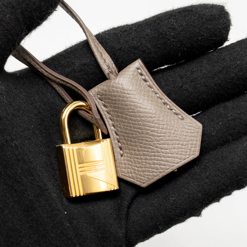 Hermes Kelly 25 Epsom 8F Gris Etain GHW stamp D