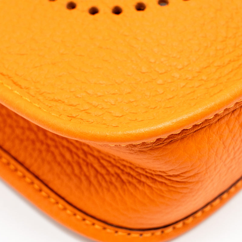 Hermes Mini Evelyne Clemence Orange SHW Stamp W