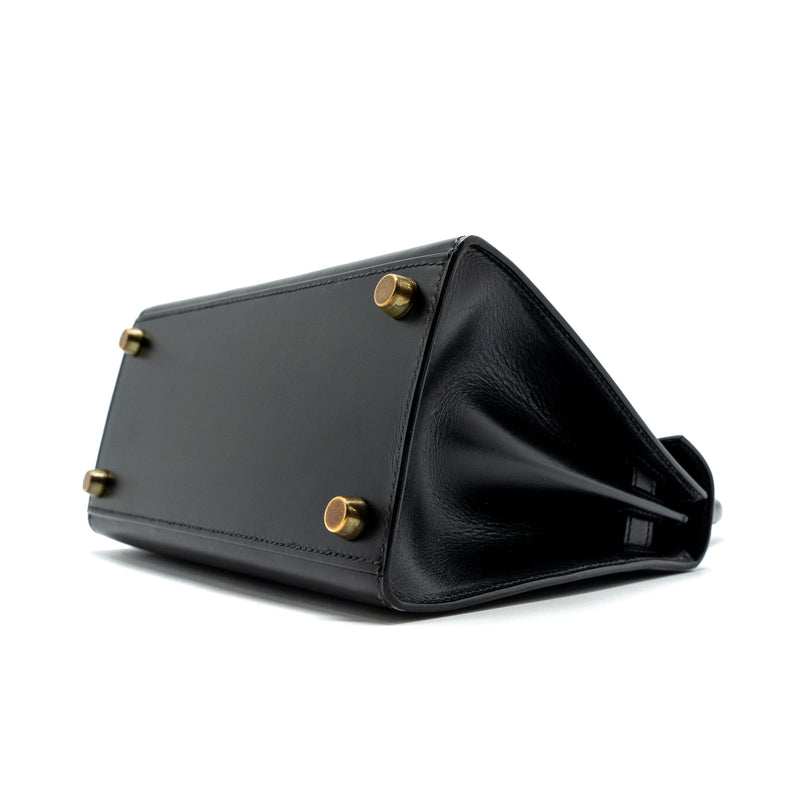 Hermes vintage Kelly 20 box calfskin black GHW stamp circle V