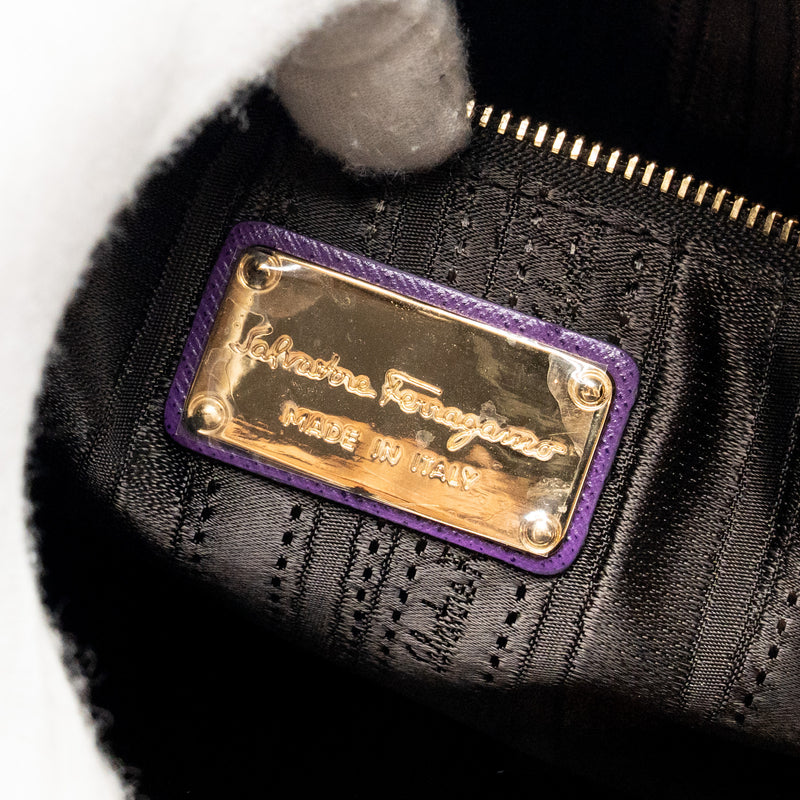 Salvatore Ferragamo Gancini Darina Leather Purple GHW