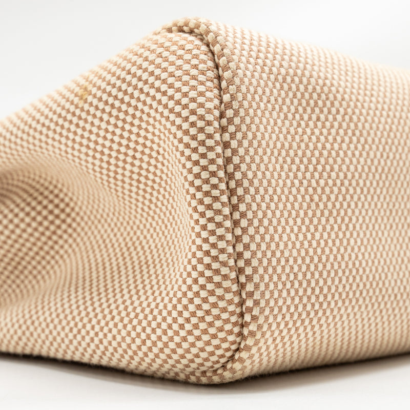 Hermes Herbag 31 zip bag canvas / hunter ecru beige / natural sable SHW stamp Y