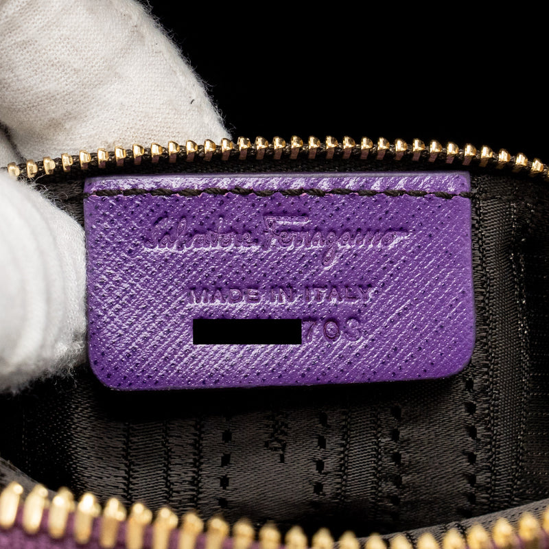 Salvatore Ferragamo Gancini Darina Leather Purple GHW