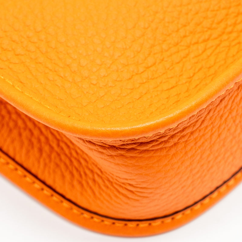 Hermes Mini Evelyne Clemence Orange SHW Stamp W