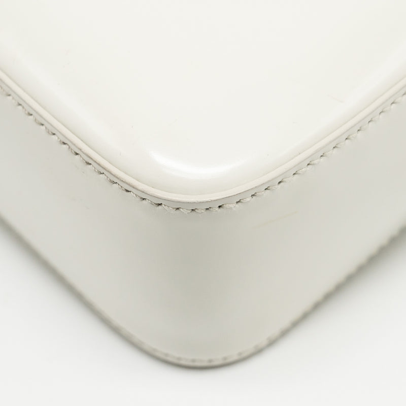 Prada Small Brushed Leather Tote Bag White SHW