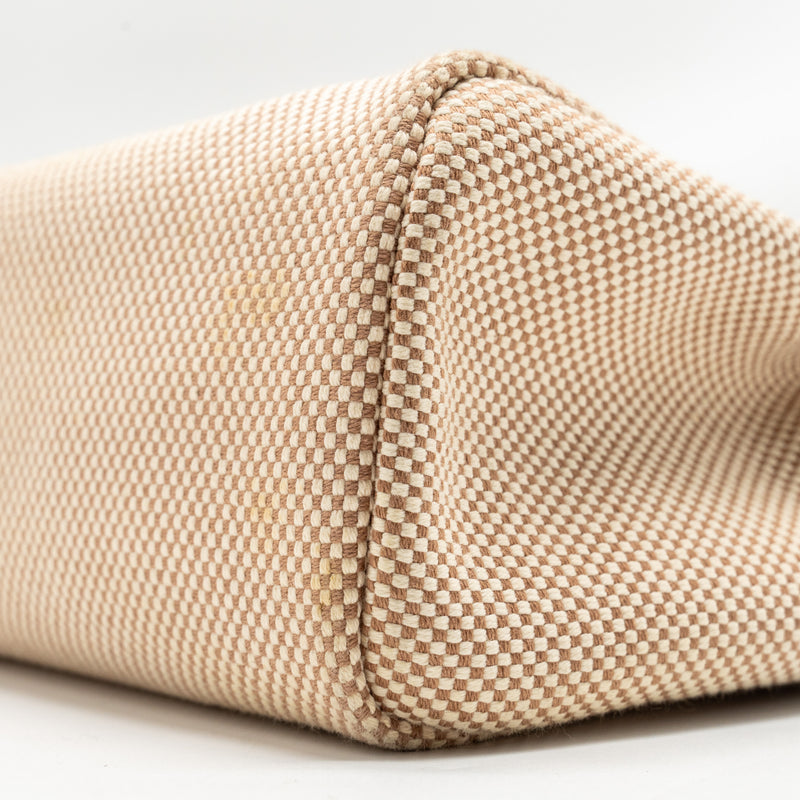Hermes Herbag 31 zip bag canvas / hunter ecru beige / natural sable SHW stamp Y