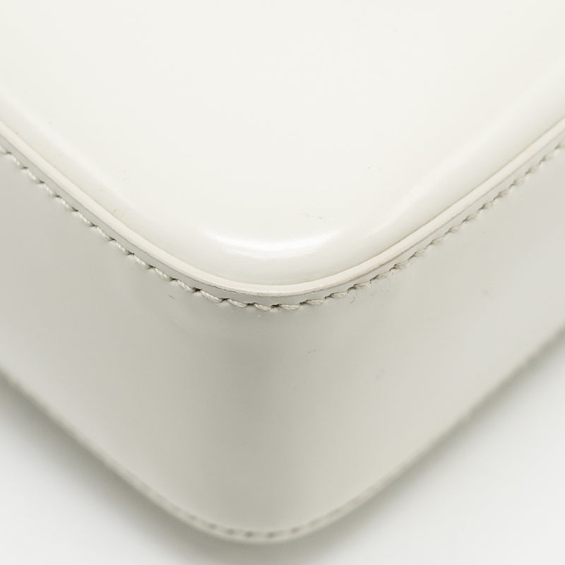 Prada Small Brushed Leather Tote Bag White SHW