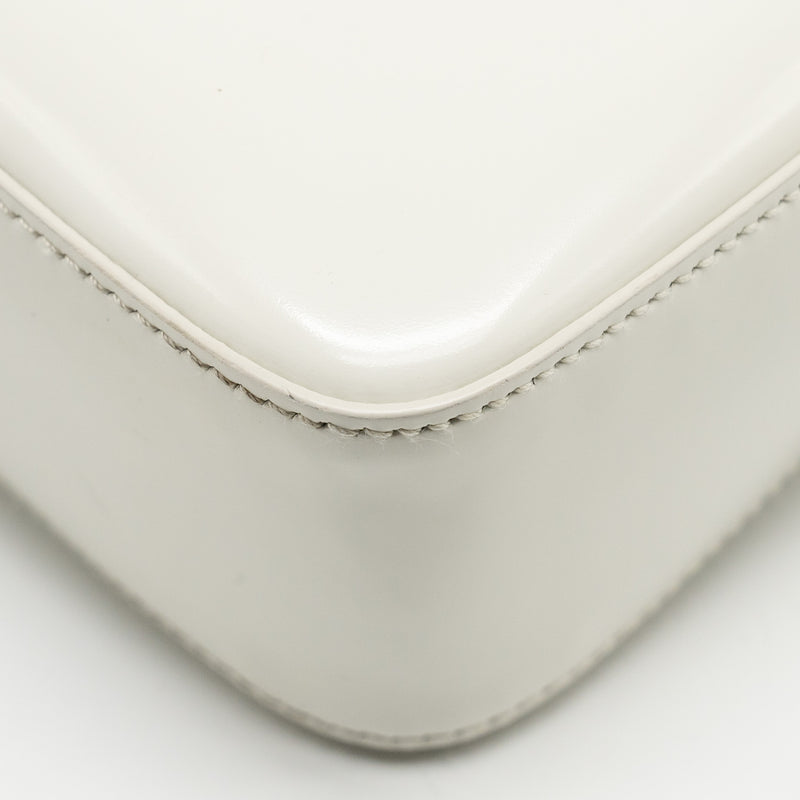 Prada Small Brushed Leather Tote Bag White SHW