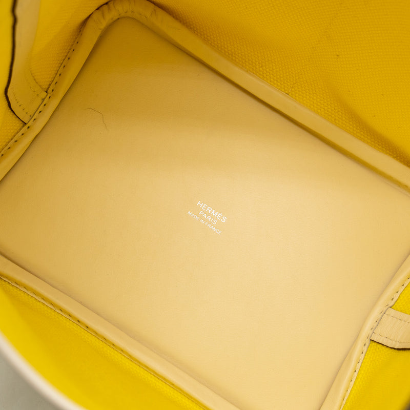 Hermes Cargo Picotin 18 Lock Bag Canvas/Swift Jaune Citron/Nata SHW Stamp U
