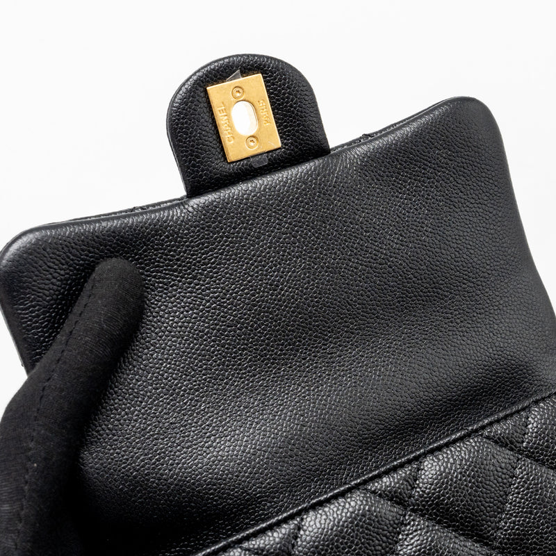 Chanel 24p Coco Love Mini Flap Bag Adjustable Chain Caviar Black GHW(Microchip)