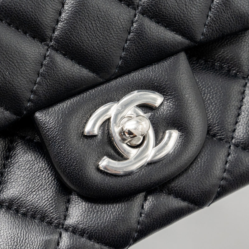 Chanel mini rectangular flap bag lambskin black SHW (microchip)