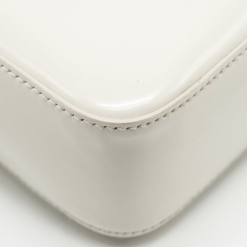 Prada Small Brushed Leather Tote Bag White SHW