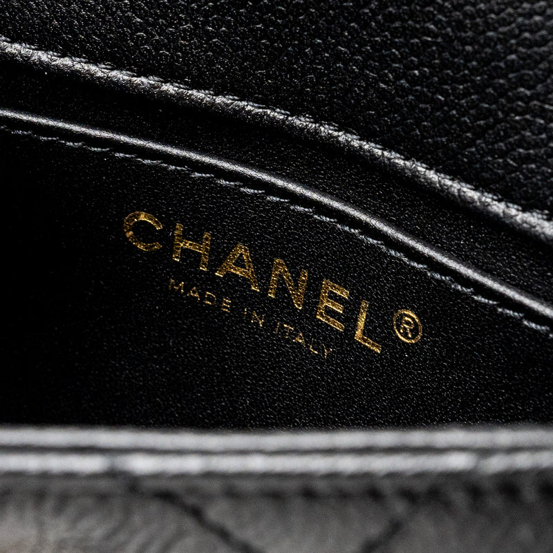 Chanel 24p Coco Love Mini Flap Bag Adjustable Chain Caviar Black GHW(Microchip)
