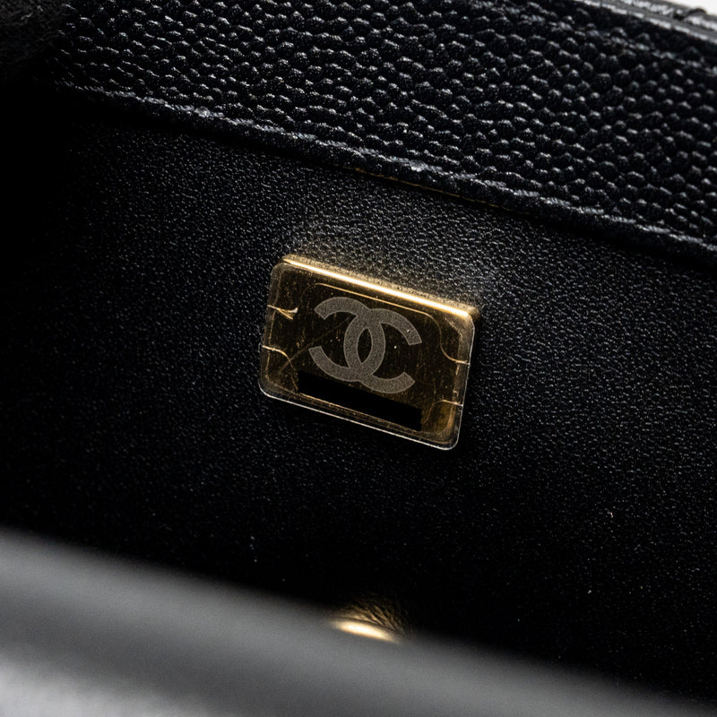 Chanel 24p Coco Love Mini Flap Bag Adjustable Chain Caviar Black GHW(Microchip)