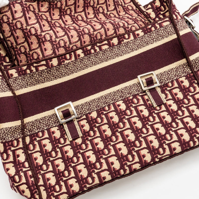 Dior Crossbody Messenger Bag Oblique Canvas Burgundy/Beige SHW