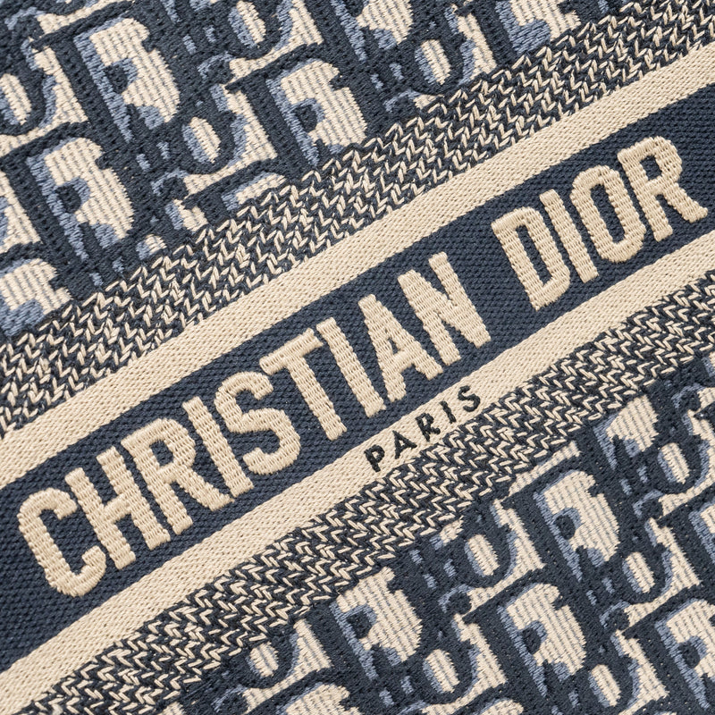 Dior Small Book Tote Blue Oblique Embroidery/Calfskin GHW