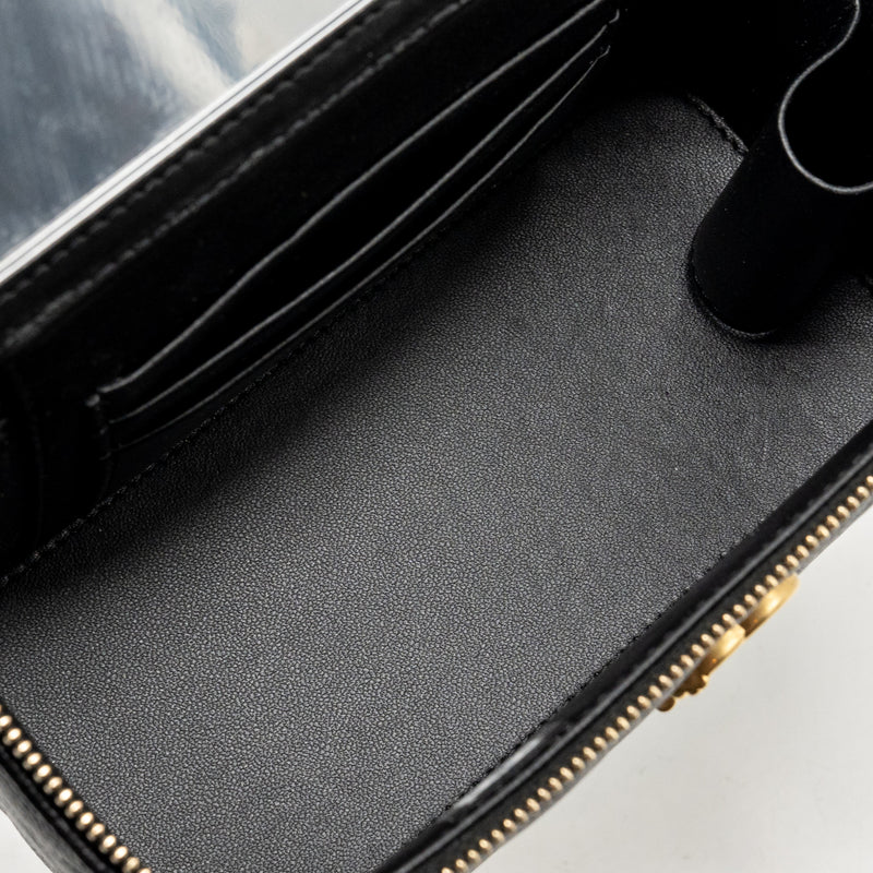 Chanel coco love long vanity with adjustable chain caviar black GHW (microchip)