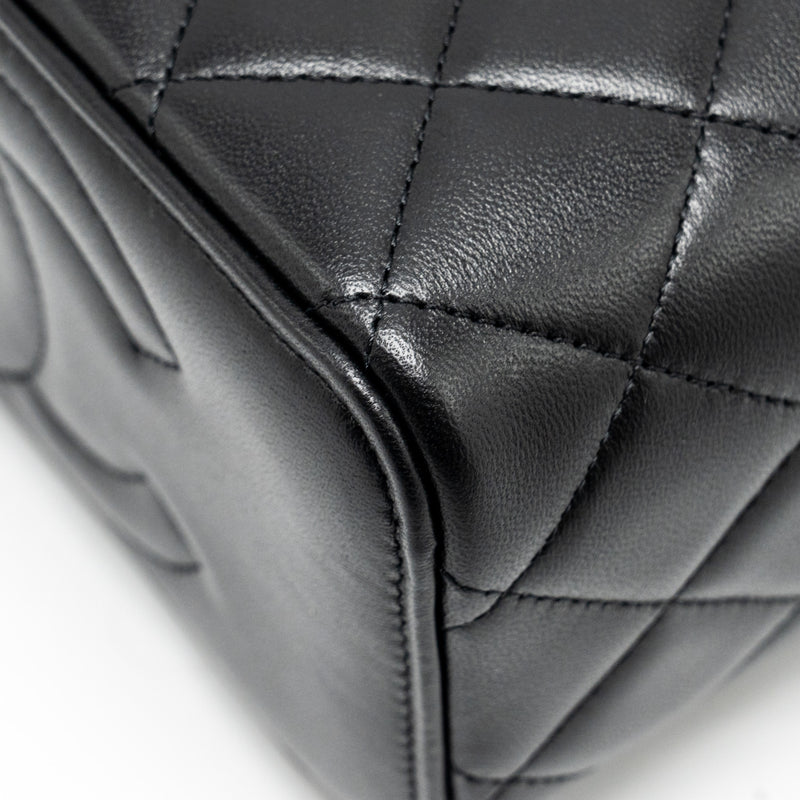 Chanel Top Handle Long Vanity Case Lambskin Black LGHW (Microchip)
