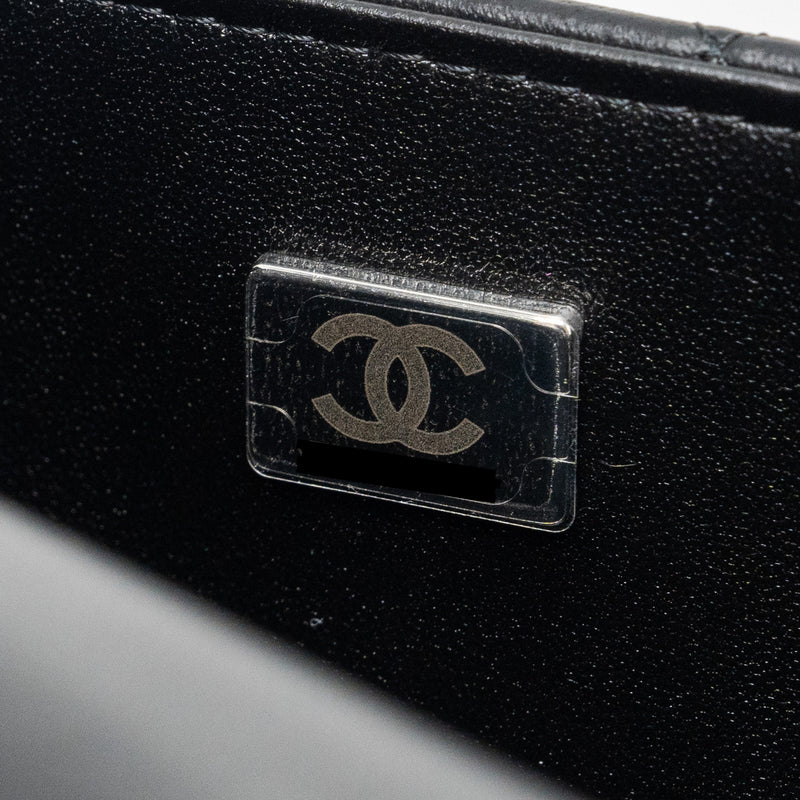 Chanel mini rectangular flap bag lambskin black SHW (microchip)