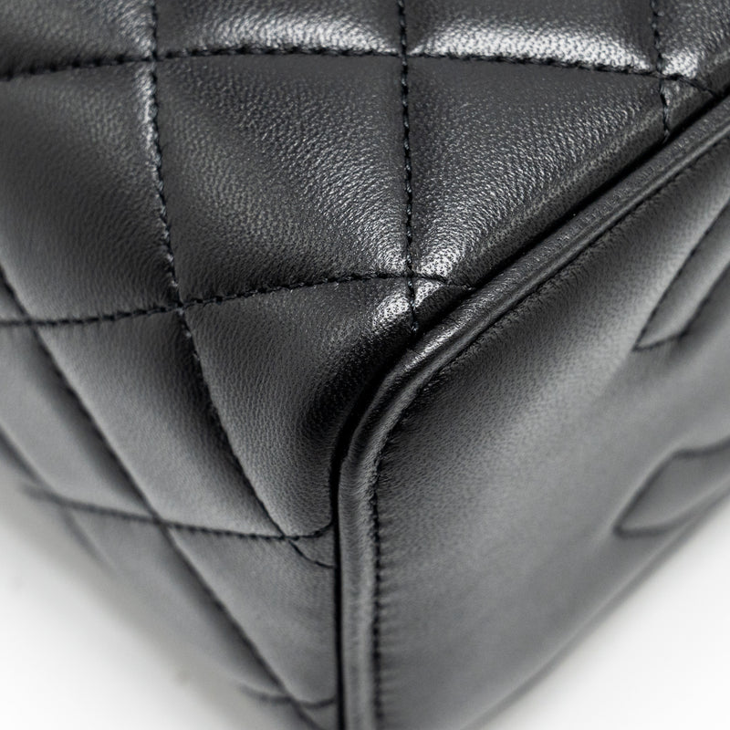 Chanel Top Handle Long Vanity Case Lambskin Black LGHW (Microchip)