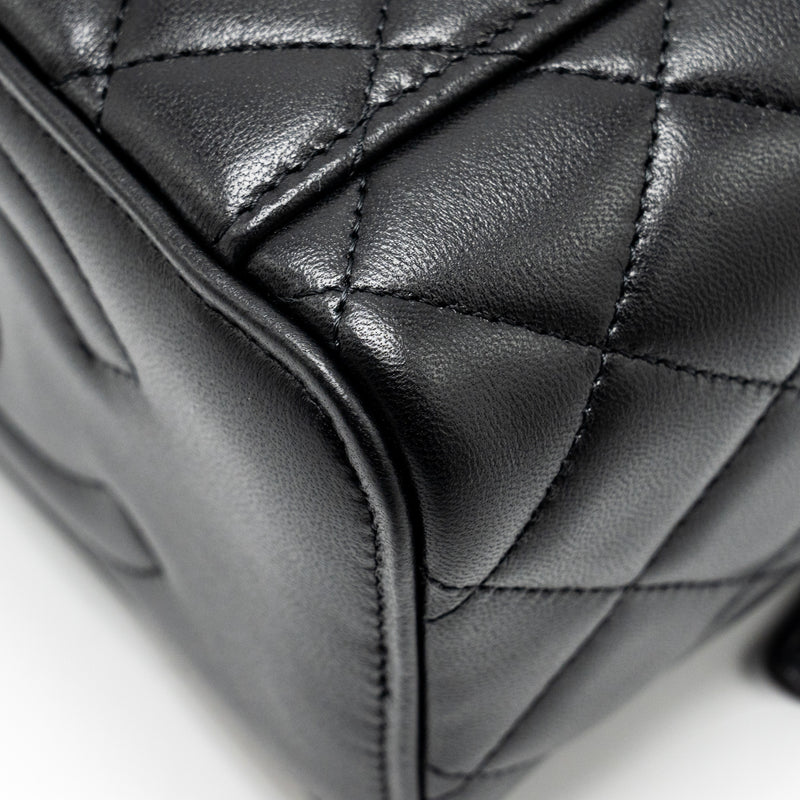 Chanel Top Handle Long Vanity Case Lambskin Black LGHW (Microchip)