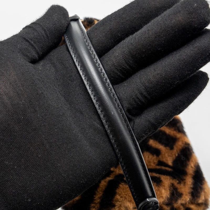 Fendi Mini Baguette Bag Lamb Fur Black/Brown GHW