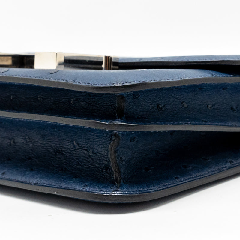 Hermes Mini Constance Ostrich 7L Bleu De Malte SHW Stamp A