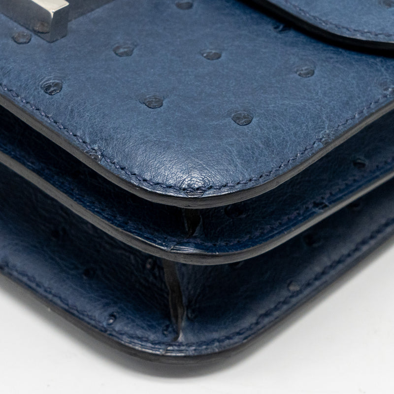 Hermes Mini Constance Ostrich 7L Bleu De Malte SHW Stamp A
