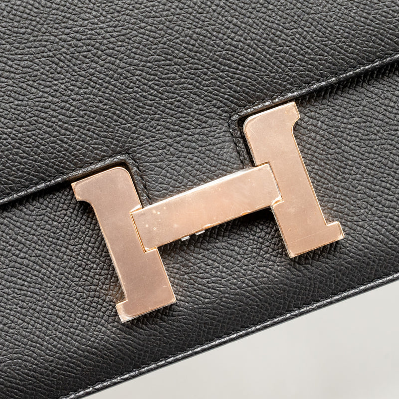 Hermes Constance Elan Epsom Black RGHW Stamp W