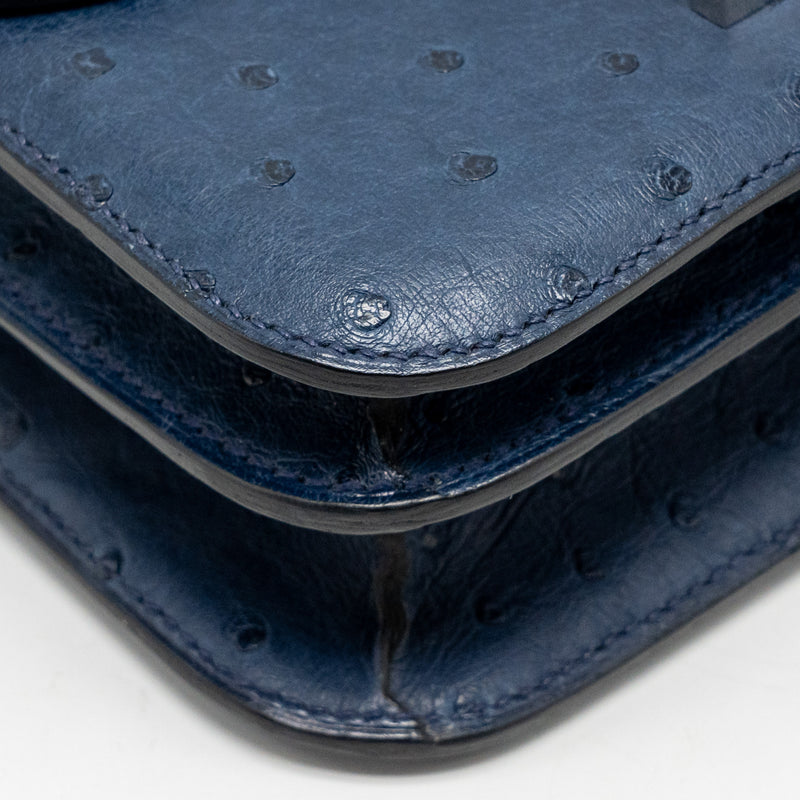 Hermes Mini Constance Ostrich 7L Bleu De Malte SHW Stamp A