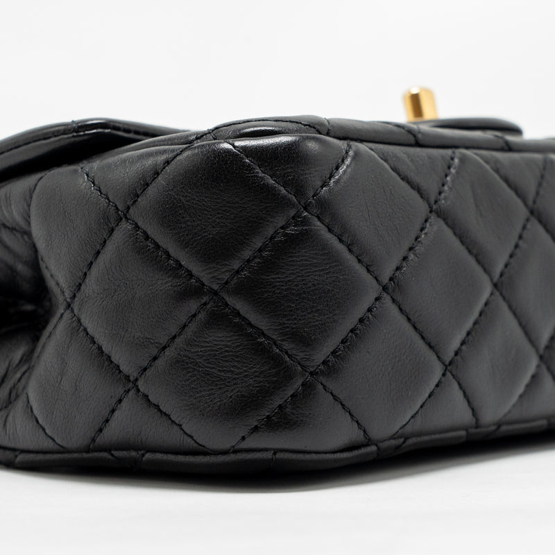 Chanel Pearl Crush Mini Rectangular Flap Bag Lambskin Black GHW (microchip)