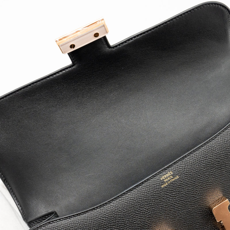 Hermes Constance Elan Epsom Black RGHW Stamp W