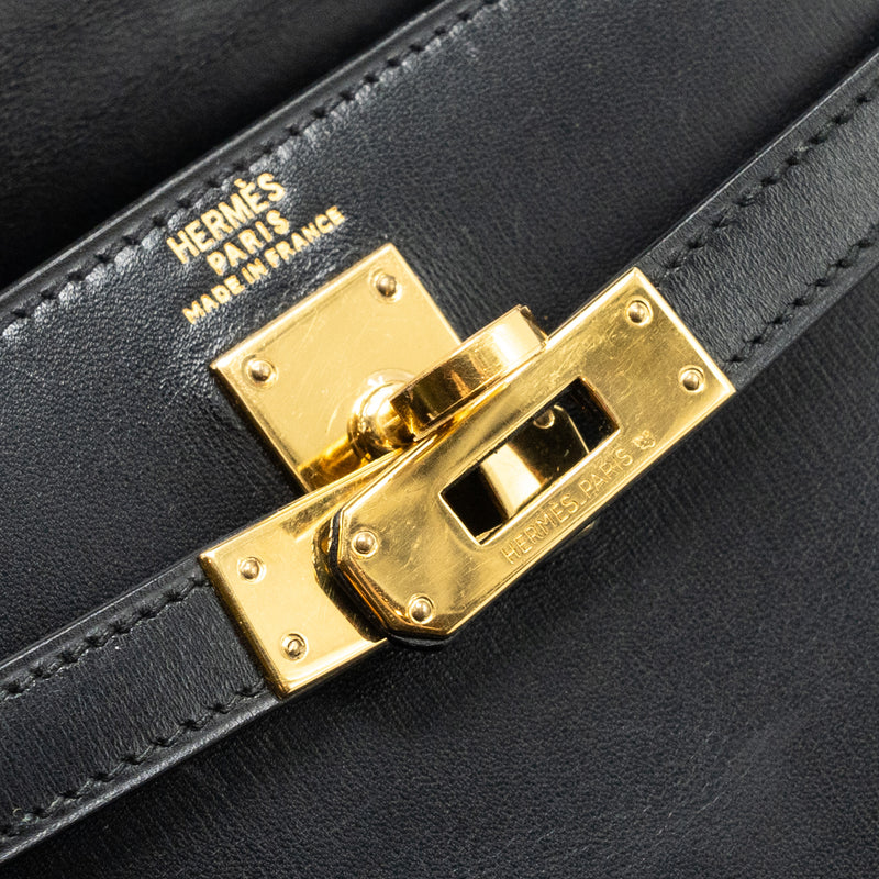 Hermes vintage Kelly 20 box calfskin black GHW stamp circle V