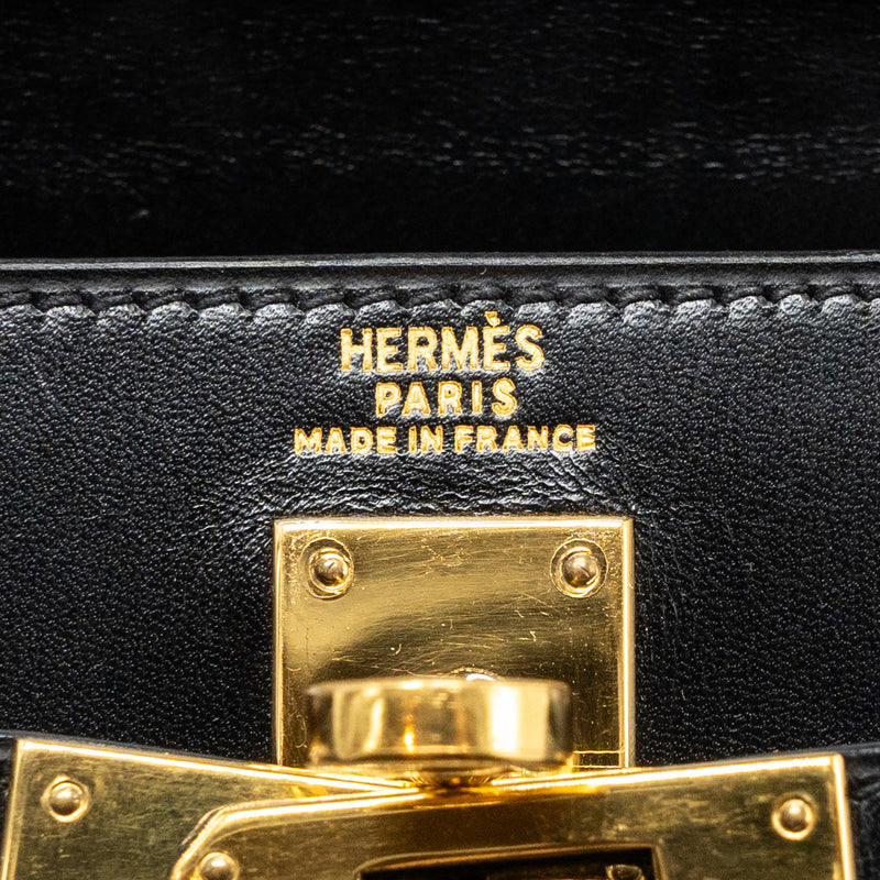 Hermes vintage Kelly 20 box calfskin black GHW stamp circle V