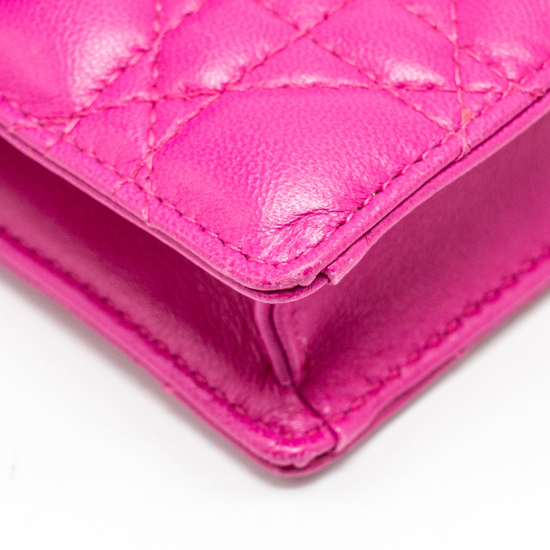 Dior Dioraddict Wallet On Chain Lambskin Pink GHW