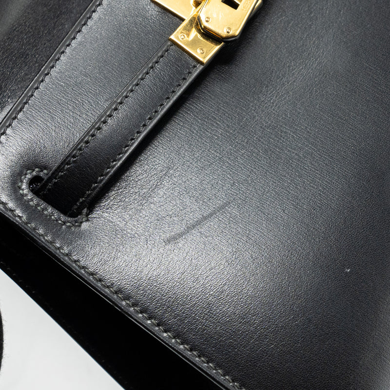 Hermes vintage Kelly 20 box calfskin black GHW stamp circle V