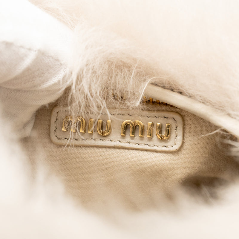 Miu Miu Wander bag shearling light grey GHW