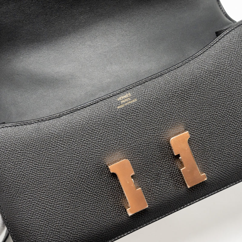 Hermes Constance Elan Epsom Black RGHW Stamp W